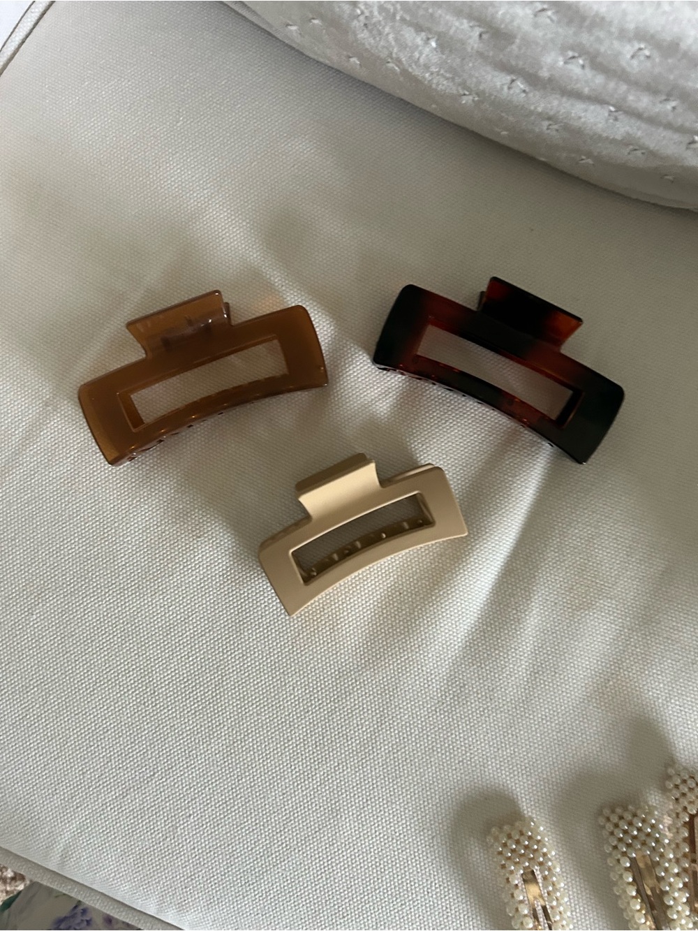 Neutral Tortoiseshell and Matte tan  Hair Claw Set - Women Accessories